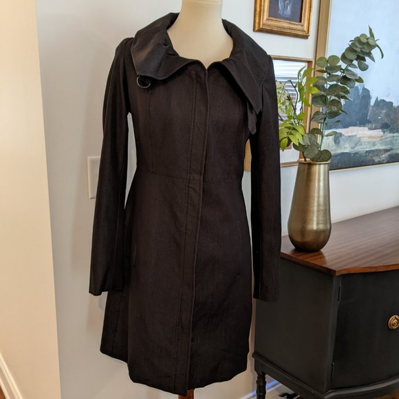 Tahari dark denim trench coat - Small - Picture 1 of 8